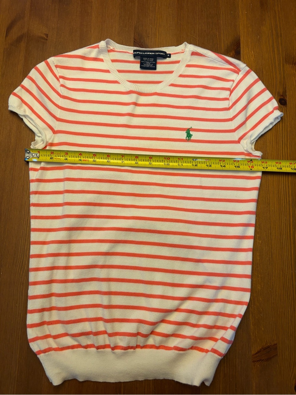 Ralph Lauren Sport Pink Stripe Crewneck Cotton Tee. Size M - Picture 5 of 8